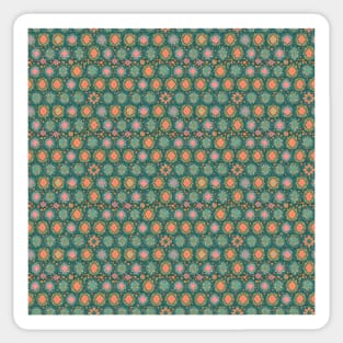 Boho Floral Pattern in Orange and Teal Sticker